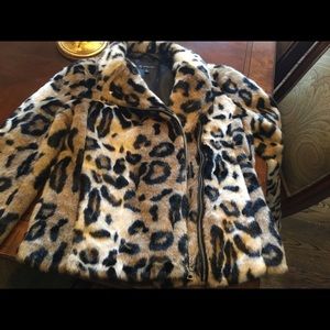Leopard faux fur motorcycle jacket